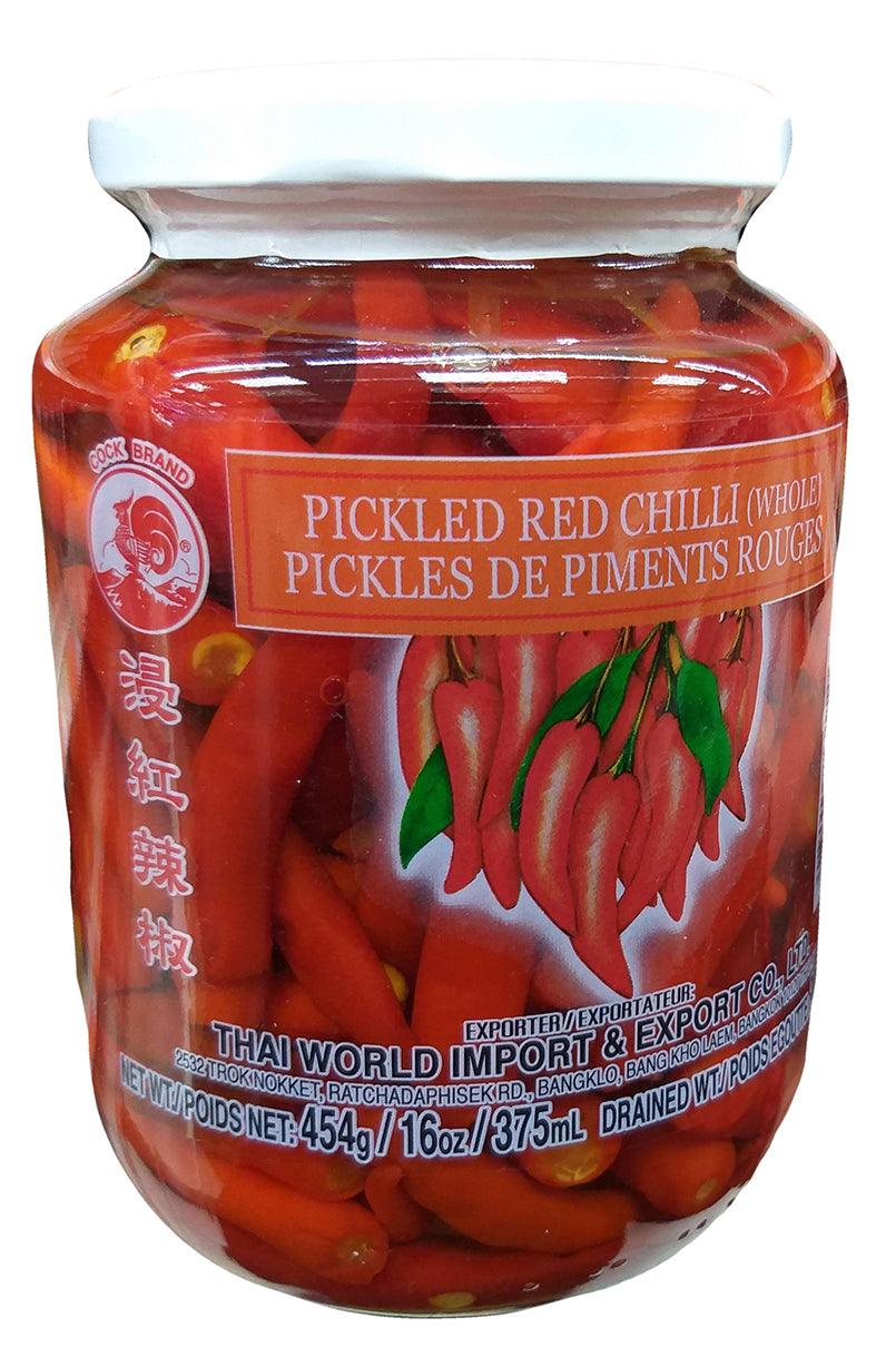 Cock Brand - Pickled Red Chili (Whole), 1 Pound, (1 Jar) - Mighty Depot