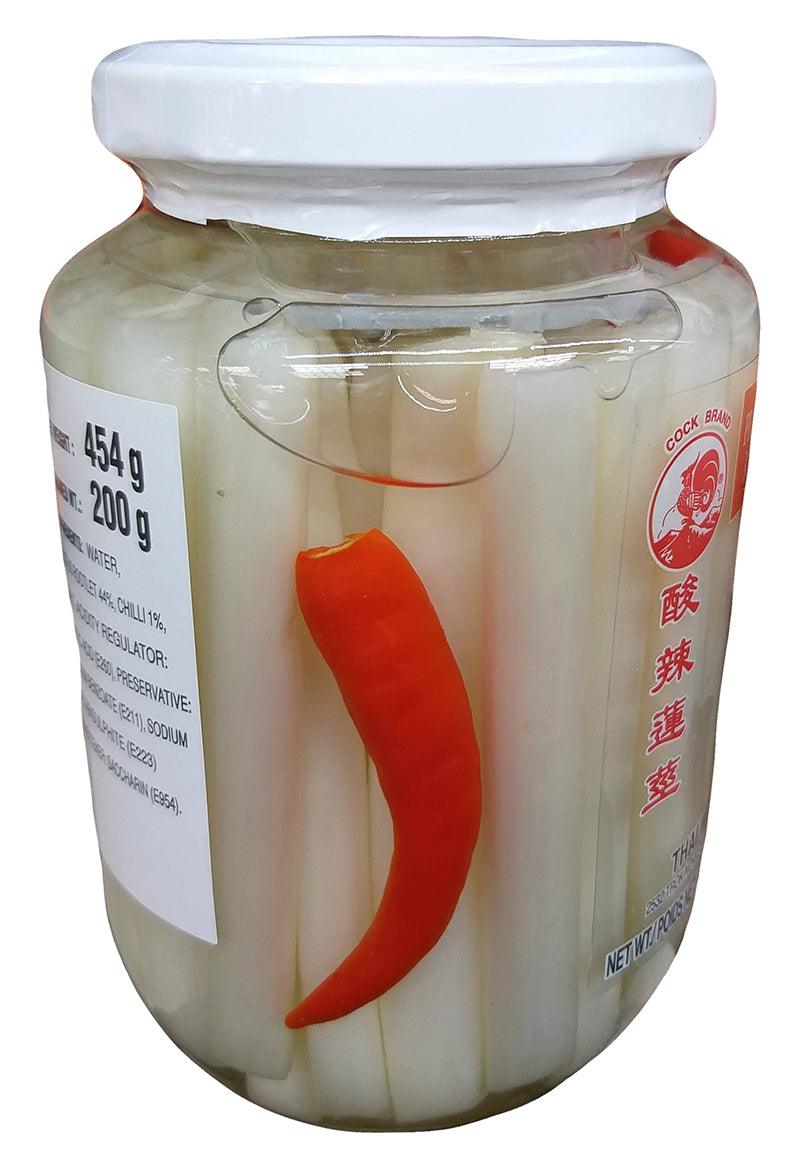 Cock Brand - Pickled Lotus Rootlet (Sweet and Sour), 1 Pound, (1 Jar) - Mighty Depot