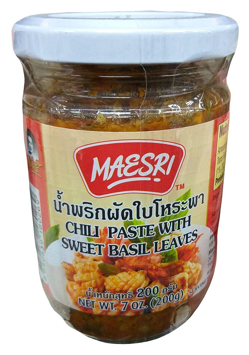 Maesri - Chili Paste with Sweet Basil Leaves, 7 Ounces, (1 Jar) - Mighty Depot
