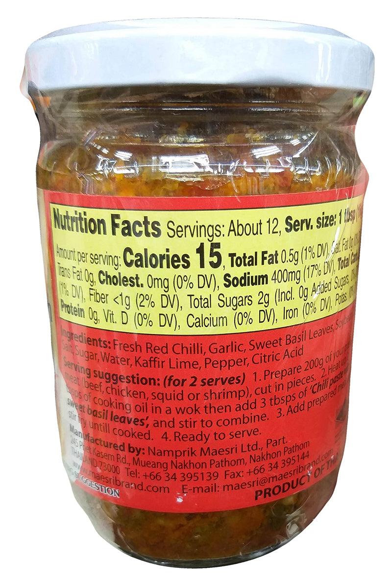 Maesri - Chili Paste with Sweet Basil Leaves, 7 Ounces, (1 Jar) - Mighty Depot