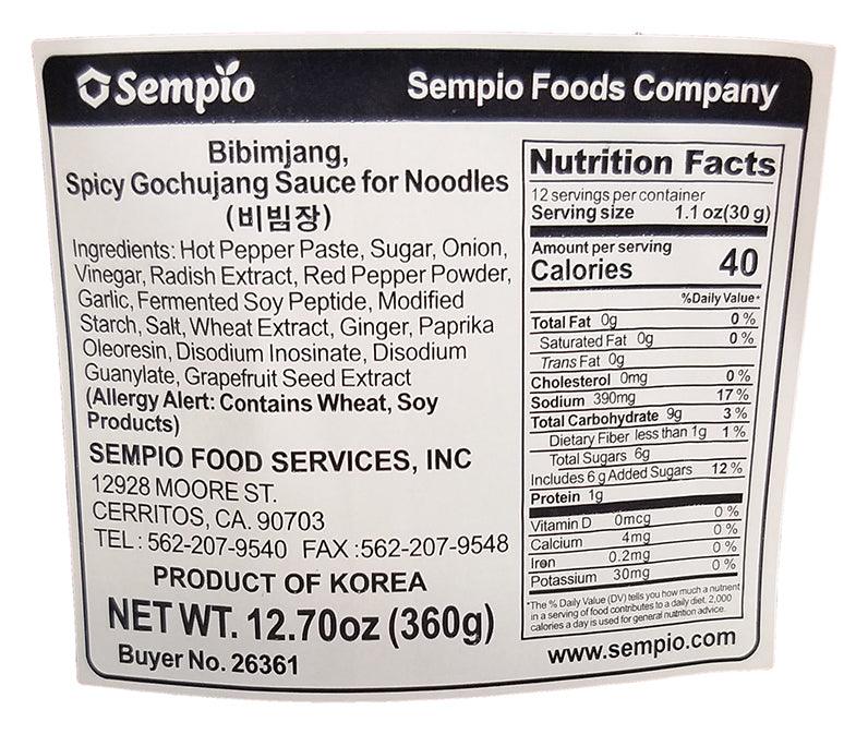 Sempio - Bibimjang Gochujang Sauce for Noodles (Spicy), 12.7 Ounces, (1 Bottle) - Mighty Depot