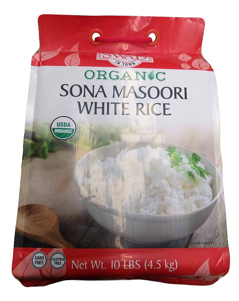 Swad - Organic Sona Masoori Rice, 10 Pounds, (1 Bag) - Mighty Depot
