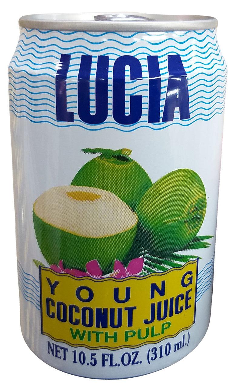 Lucia - Young Coconut Juice with Pulp, 10.5 Ounces, (3 Cans) - Mighty Depot
