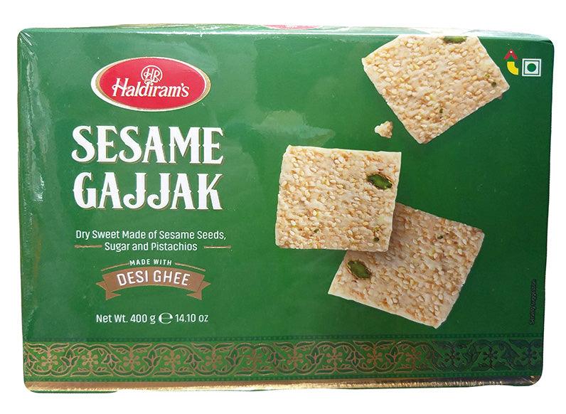Haldiram's - Sesame Gajjak (Sugar and Pistachios), 14.1 Ounces, (1 Box) - Mighty Depot