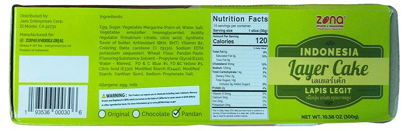 Zona - Indonesian Layer Cake (Pandan), 10.58 Ounces, (1 Box) - Mighty Depot