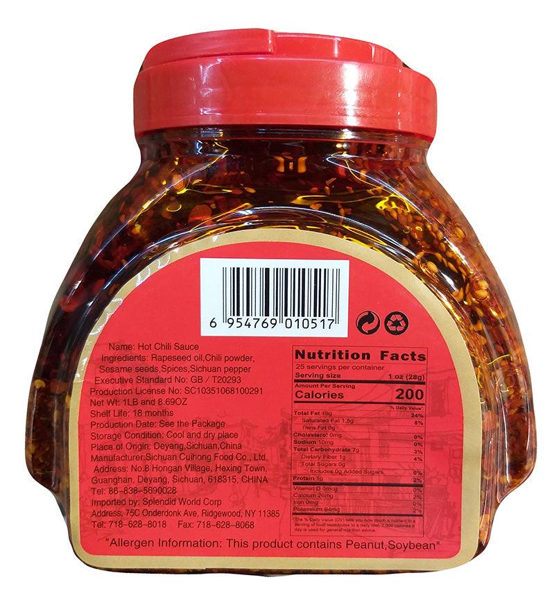 Szechuan Flavor - Hot Chili Sauce, 1.8 Pounds, (1 Jar) - Mighty Depot