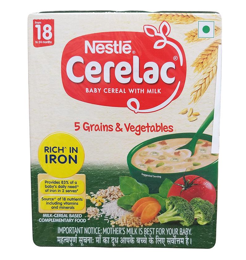 Nestle - Cerelac Baby Cereal with Milk (5 Grains and Vegetables), 10.58 Ounces, (1 Box) - Mighty Depot
