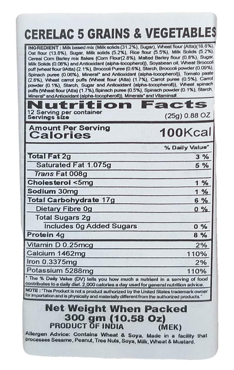 Nestle - Cerelac Baby Cereal with Milk (5 Grains and Vegetables), 10.58 Ounces, (1 Box) - Mighty Depot