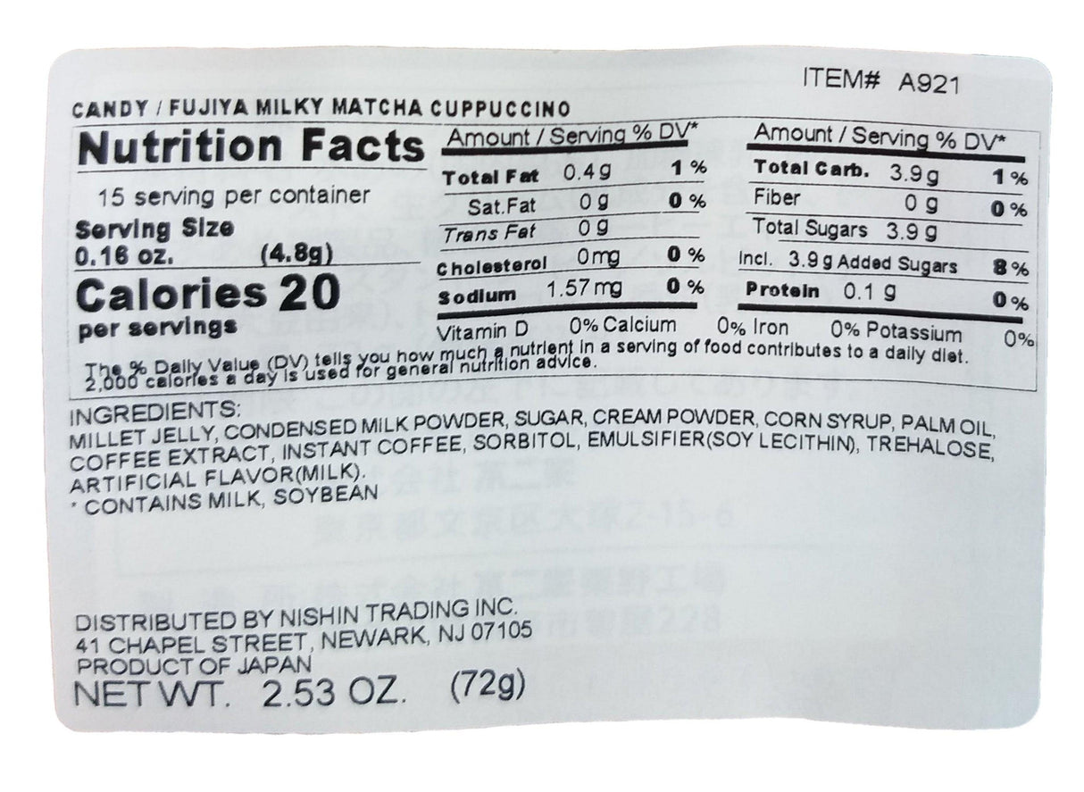 Fujiya - Milky Candy (Matcha Cappuccino), 2.53 Ounces, (1 Bag) - Mighty Depot