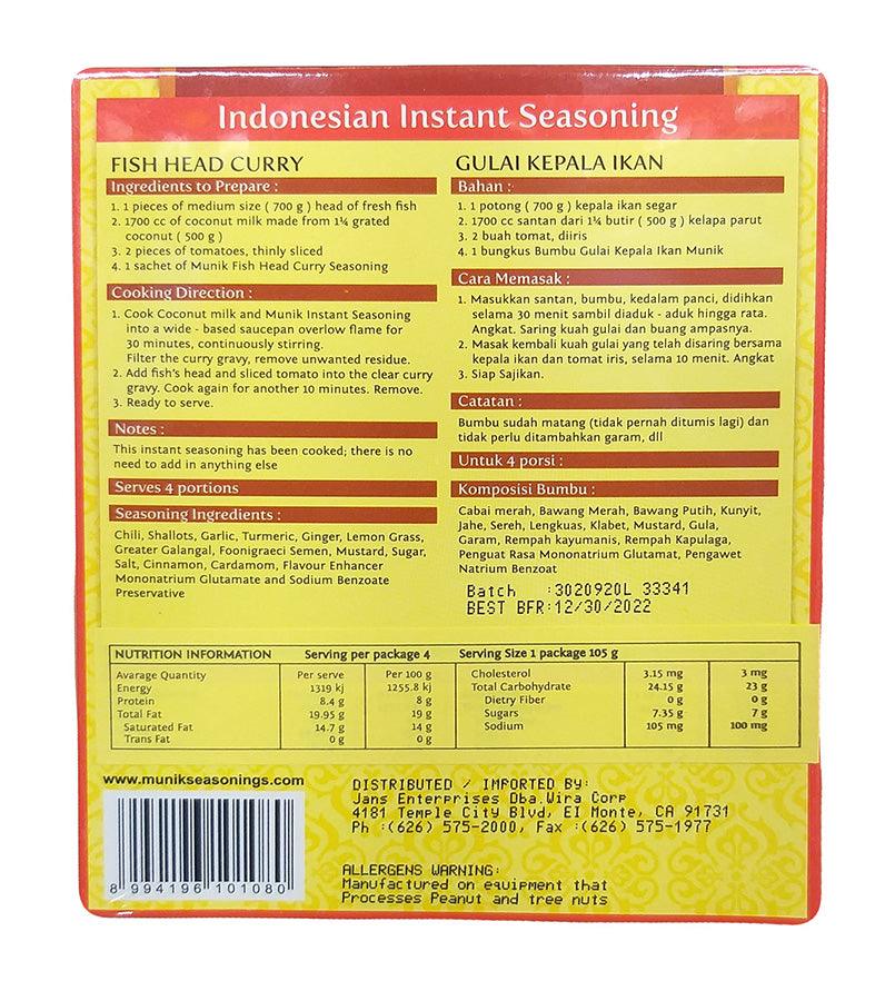 Munik - Fish Head Curry Seasoning Paste, 3.7 Ounces, (1 Box) - Mighty Depot