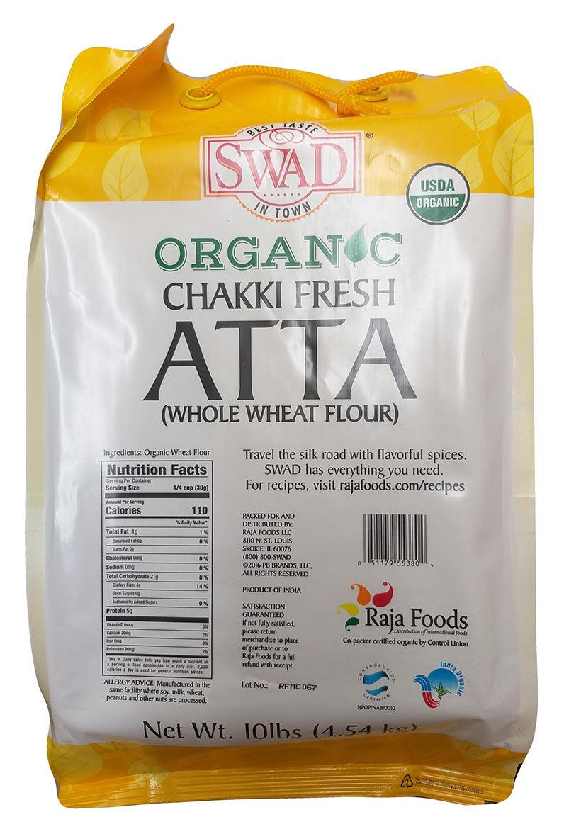 Swad - Organic Whole Wheat Flour, 10 Pounds, (1 Bag) - Mighty Depot