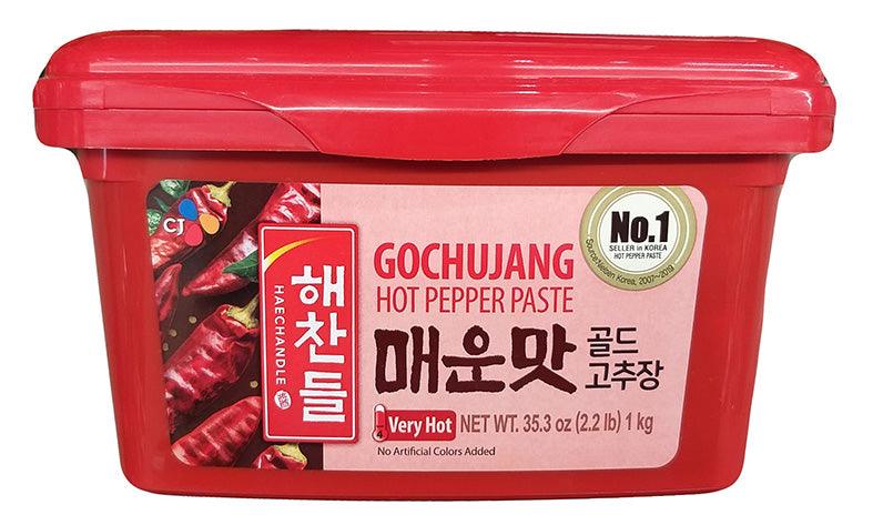 Haechandle - Gochujang Hot Pepper Paste (Very Hot), 2.2 Pounds (1 Tub) - Mighty Depot