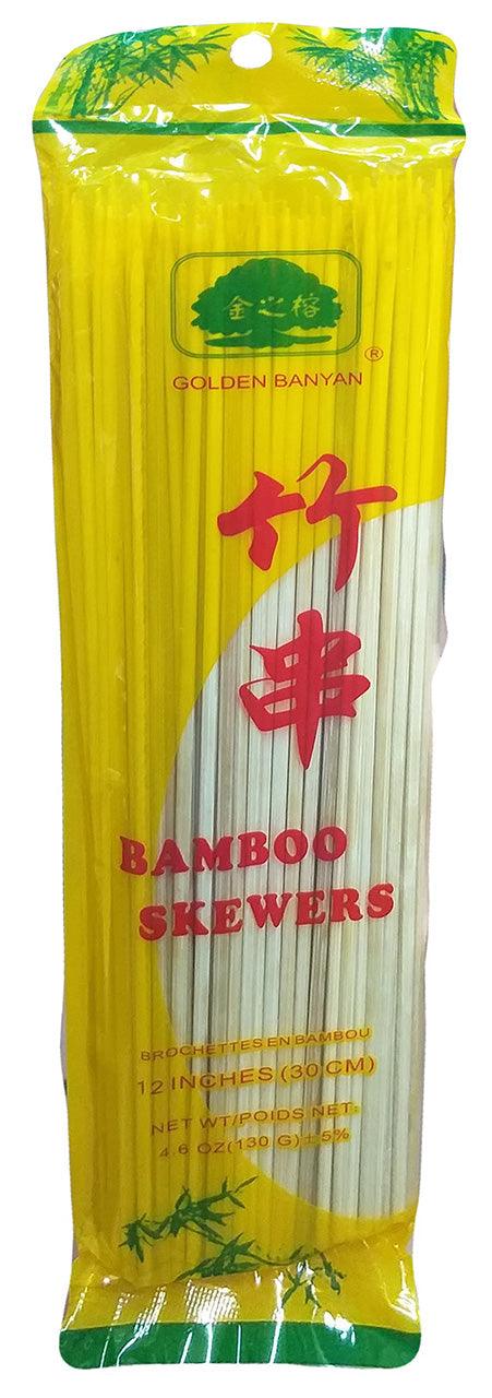 Golden Banyan - Bamboo Skewers (12 Inches), 4.6 Ounces (1 Pack) - Mighty Depot