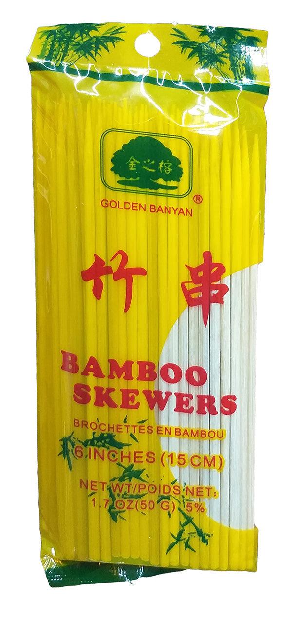 Golden Banyan - Bamboo Skewers (6 Inches), 1.7 Ounces (1 Pack) - Mighty Depot