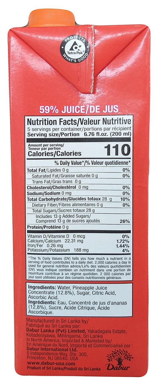 Dabur - Real Pineapple Juice, 2.11 Pounds (1 Carton) - Mighty Depot