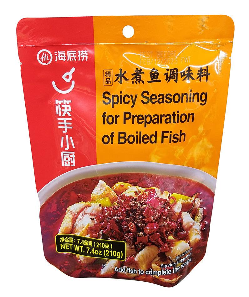 Hai Di Lao - Spicy Seasoning for Preparation of Boiled Fish, 7.4 Ounces (1 Pouch) - Mighty Depot