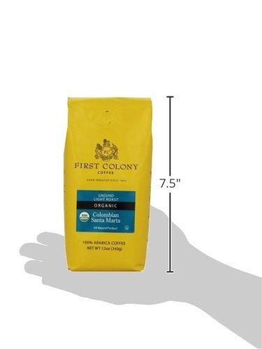 First Colony Organic Colombian Santa Marta Coffee - Made of 100% Arabica Gourmet Extra Large Beans - Gluten free and Certified Kosher 12 oz Bag - Mighty Depot