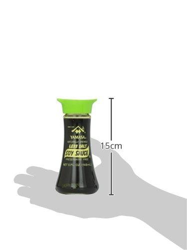 Yamasa Soy Sauce, Naturally Brewed Less Salt Low Sodium Preservative Free in Glass Dispenser, 5 fl oz (Pack of 1) - Mighty Depot