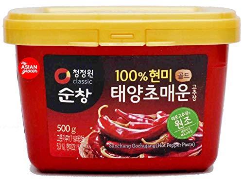 Chung Jung One Sunchang Hot Pepper Paste Gold (Gochujang) 500g, 1EA; 청정원 순창 100% 현미 골드 태양초 매운 고추장 - Mighty Depot