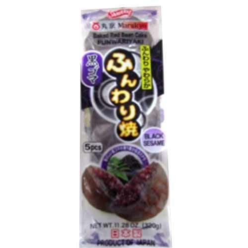 Shirakiku Marukyo Funwariyaki Black Sesame Baked Red Bean Cake 5 Pcs, 11.28 Ounce (Pack of 10) - Mighty Depot