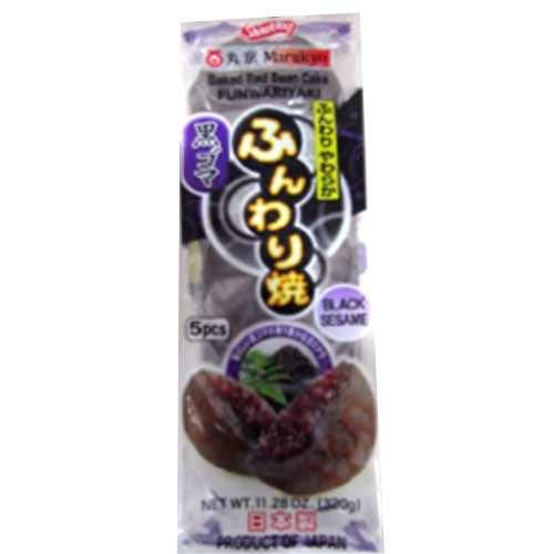 Shirakiku Marukyo Funwariyaki Black Sesame Baked Red Bean Cake 5 Pcs, 11.28 Ounce (Pack of 10) - Mighty Depot