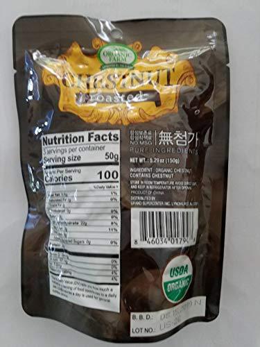 Organic Chestnuts by Organic Farm: Whole Roasted Chestnuts 5.29 oz Bag (3 Bags) - Mighty Depot