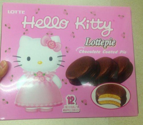 Lotte Choco Pie / chocolate coated pie / Hello Kitty (12 individually wrapped cookies) - Mighty Depot