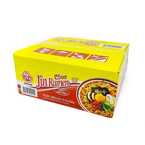 Ottogi Jin Ramen, Spicy Flavor - Korean Instant Ramen Noodle (Pack of 18) (오뚜기 진라면 매운맛) - Mighty Depot