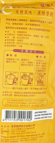 13.6oz Gino Cafe Coffee Mix with Caramel Flavor, 16 Sachets, Pack of 1 - Mighty Depot