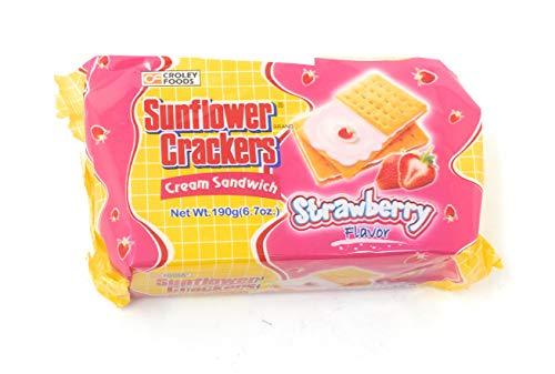 Croley Foods Sunflower Crackers Cream Sandwich, Strawberry Flavor, 7-Pack, 6.7 oz (190g) - Mighty Depot