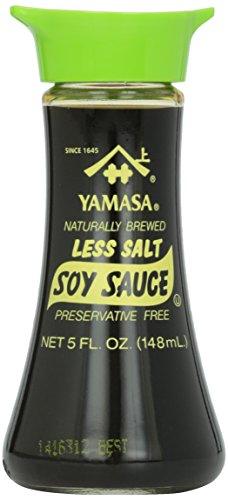 Yamasa Soy Sauce, Naturally Brewed Less Salt Low Sodium Preservative Free in Glass Dispenser, 5 fl oz (Pack of 1) - Mighty Depot