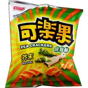 Koloko Spiral Pea (Broad Bean) Crackers Wasabi Flavor 2oz 芥末可樂果 (pack of 1) - Mighty Depot