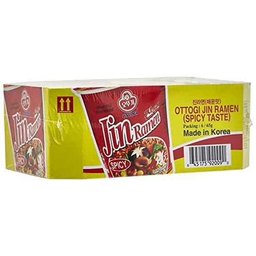 OTTOGI JIN RAMEN SPICY FLAVOR NOODLE CUP - 6 PACK (65g x 6) - Mighty Depot