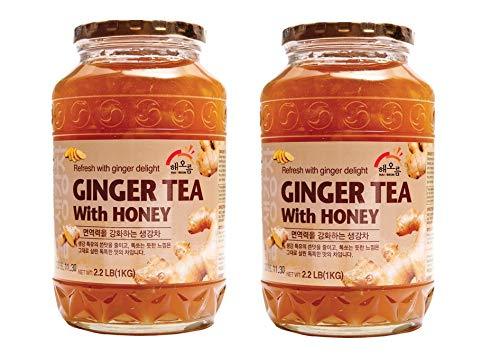 Haio Ginger Tea With Honey Refresh With Korean Herbal Tea Ginger Delight - Product of Korea 2 Glass Jars 2.2 lb (1 kg. ) each - Mighty Depot