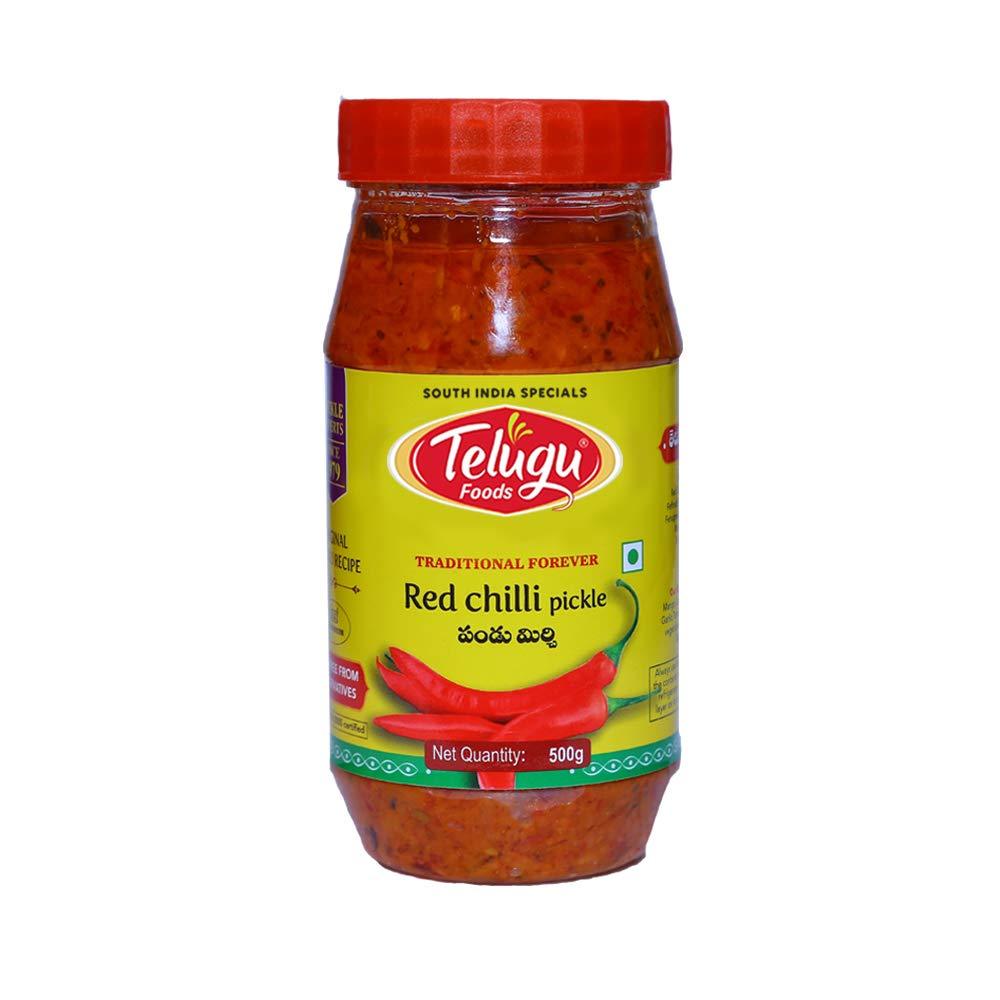Telugu, Red Chilli Pickle, 300 Grams(gm) - Mighty Depot