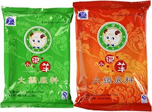 Little Sheep Mongolian Hot Pot Soup Base Variety Value Package (Two Packs, Hot + Plain) - Mighty Depot
