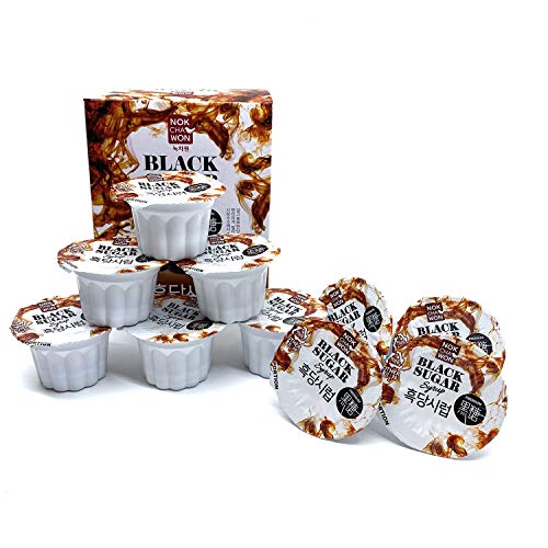 Nokchawon Black Sugar Syrup for Tea, Easy to Use, Portion Syrup, Mascovado 50%, Easy to Make Black Sugar Latte, Black Sugar Milk Tea, Syrup Pod - Mighty Depot
