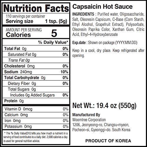Woomtree Hot Sauce Capsaicin Oil, 19.4 oz - Bottle | Made in Korea | - Mighty Depot