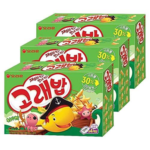 Orion Goraebob | 160g | Pack of 3, Korean Snack, Roasted Seasoning Flavor, Sea Animal Shapes, 고래밥 - Mighty Depot