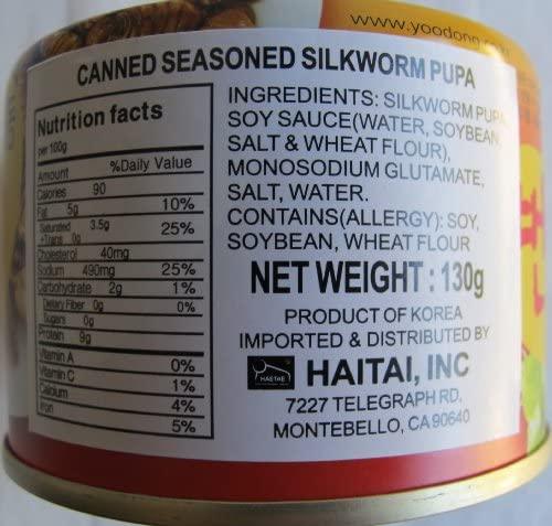 Haitai Yu Dong Canned Seasoned Silkworm Pupa, 4.5 Ounce (Pack of 4) - Mighty Depot