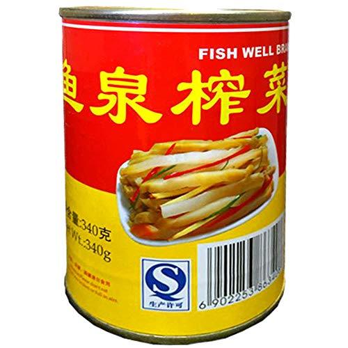 Chongqing yuquan Preserved Delicious Mustard Vegetable -350g 美味 鱼泉 (Zha Cai Strips 340g/Can, 1 Pack) - Mighty Depot