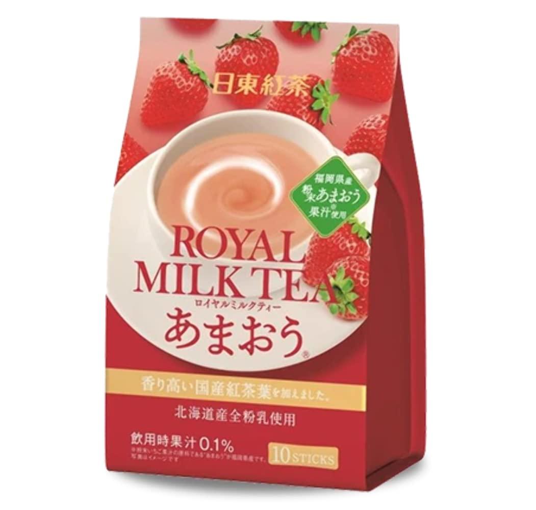 Nitto Tea Royal Milk Tea Amaou Strawberry Flavor (10 sticks) - Mighty Depot