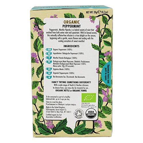 Heath & Heather, Tea Peppermint Organic, 20 Count - Mighty Depot