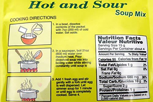 Chinese Cuisine Hot & Sour Soup Mix Seasoning for Making Spicy Chinese Food, Soupe Aigre et Piquante, 2.12 oz / 60 g (Pack of 6) - Mighty Depot