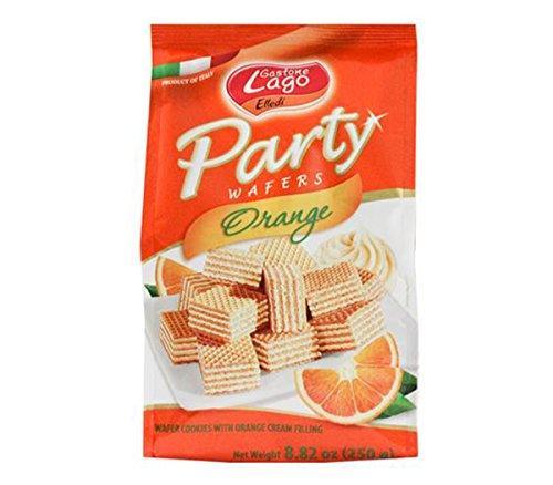 Gastone Lago Party Wafers Orange Cream Filling 8.82 oz, 250g (Pack of 2) (Orange, 2-Pack) - Mighty Depot