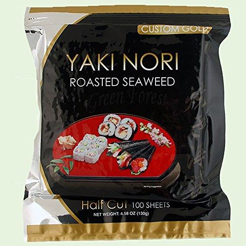 SEAWEED NORI 100 HALF CUT FOR SUSHI ROLL CUSTOM GOLD QUALITY - Mighty Depot