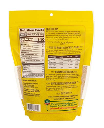 Bob's Red Mill Organic Scottish Oatmeal, 20 oz, 2 pk - Mighty Depot