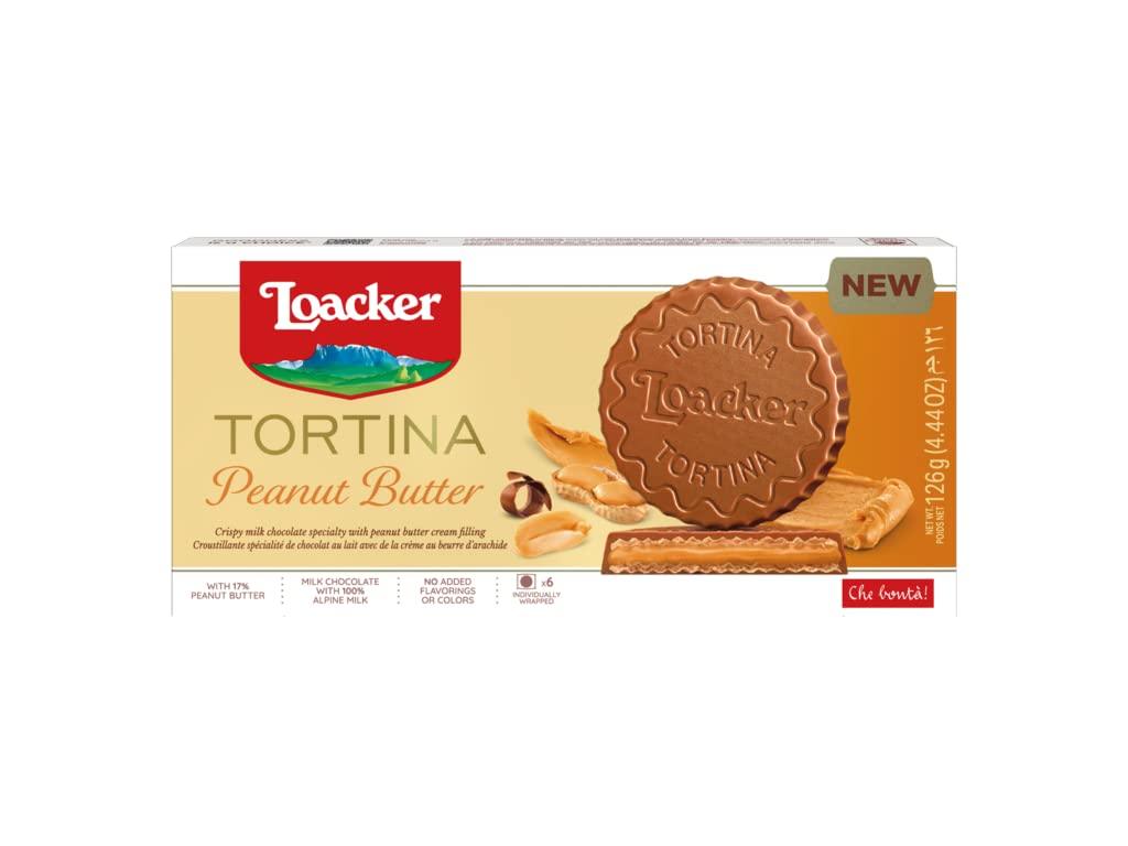 Loacker Tortina Premium Chocolate Coated Wafer, Peanut Butter, 4.41 oz Box - Mighty Depot
