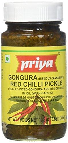 Priya, Gongura Red Chilli Pickle (Hibiscus Cannabinus) Pickle, 300 Grams(gm) - Mighty Depot