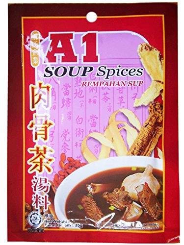 A1- Bak Kut Teh Spices Traditional, Mixed Herbs and Spice for Meat Bone Tea - Chinese Medical Soup, 35g - Mighty Depot